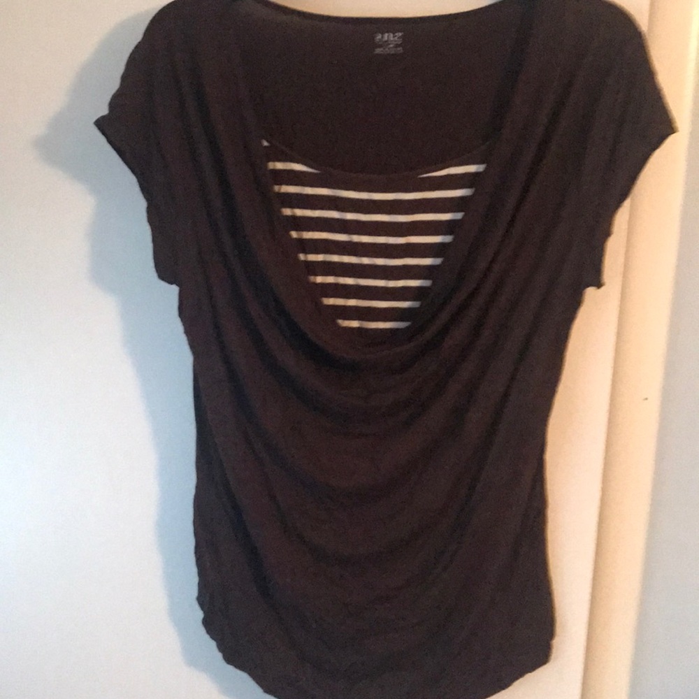 Brown top with striped tank look. One piece, XL